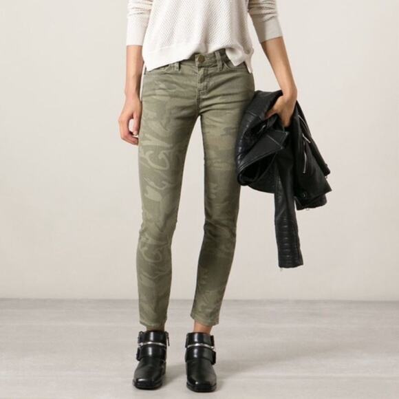 Current/Elliott Camo Stiletto Jeans Size 30 Mid Rise Skinny Army Green USA - Picture 12 of 12